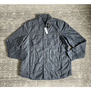 Express Mens L Tall Shirt Jacket Blue Snaps Collared Pockets NWT K4